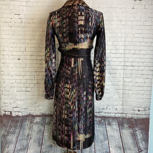 GILES Cinq a Sept SILK Dress Sz 40 US 4 Psychedelic Iridescent Maximalist Luxury - Picture 11 of 16